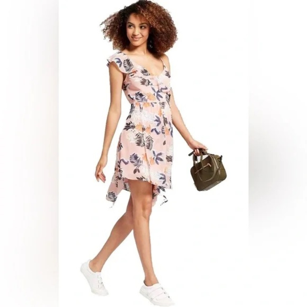 A New Day Floral Print Asymmetrical Wrap Dress